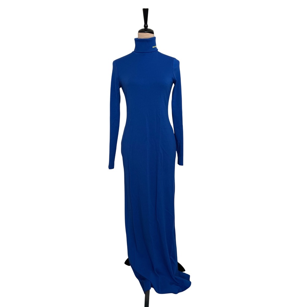 Calvin Klein 205W39NYC blue Turtleneck Maxi Dress small made Italy Raf Simons